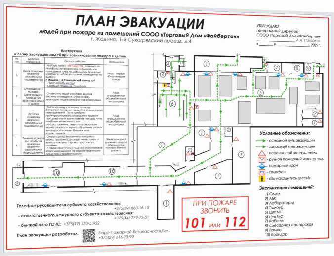 План эвакуации с ламинацией